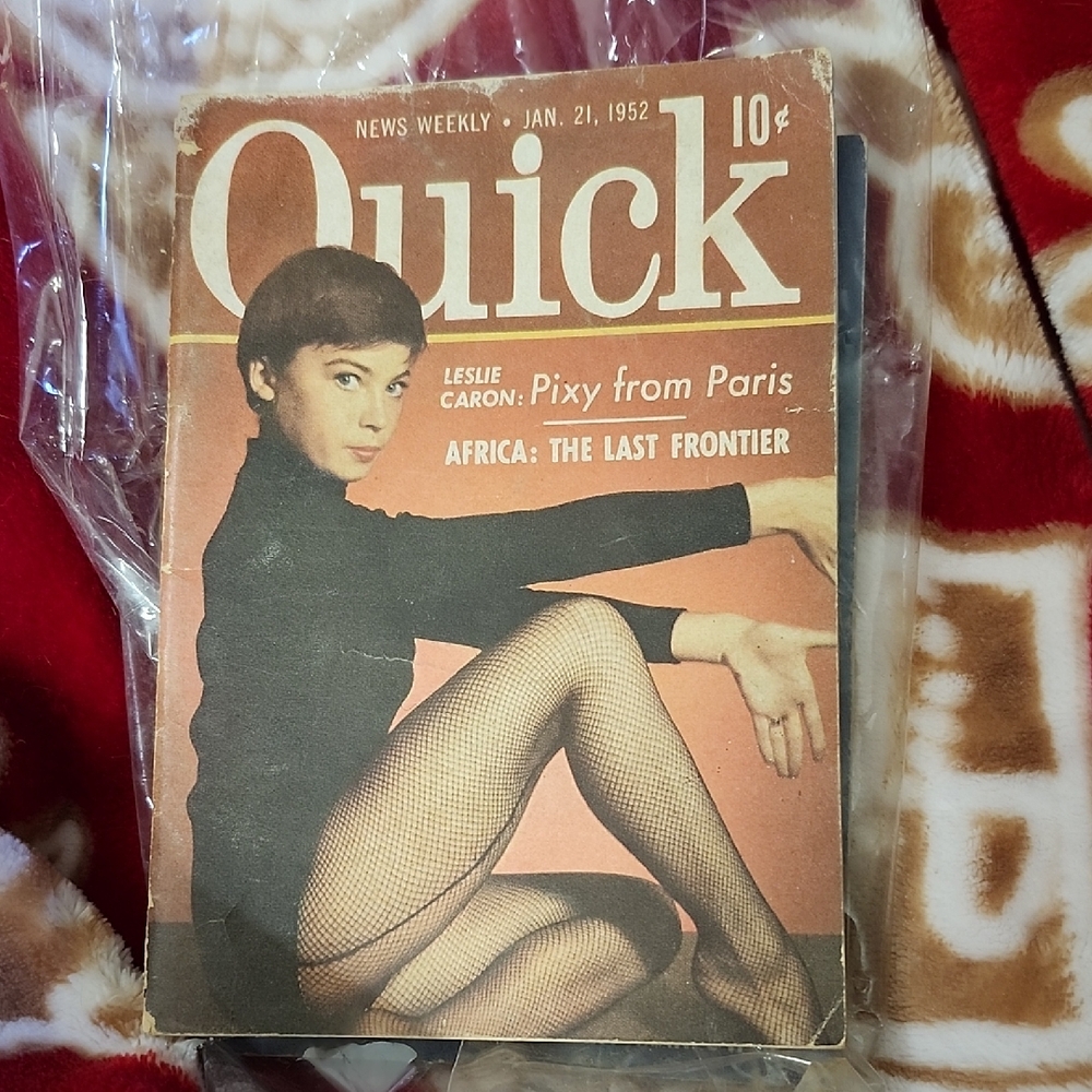 VINTAGE QUICK MAGAZINE with LESLIE CARON on the COVER - JANUARY 1952
